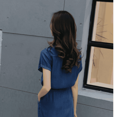 ĐẦM JEAN CỔ SƠ MI VAI THÊU HOA THỜI TRANG - NJ944